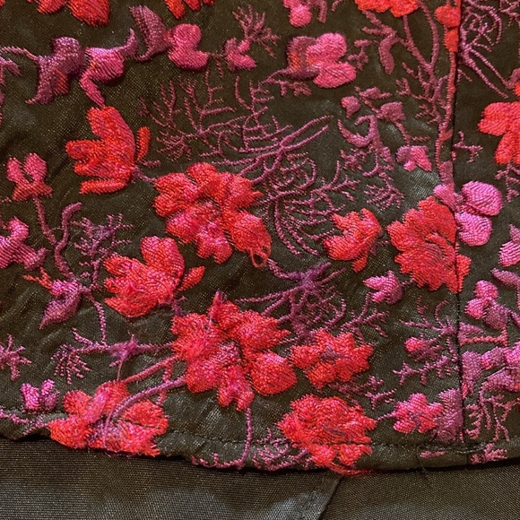 Jill Stuart Floral Off The Shoulder Dress Black Rasperberry Mauve 1055175 Size 0 - Picture 12 of 17